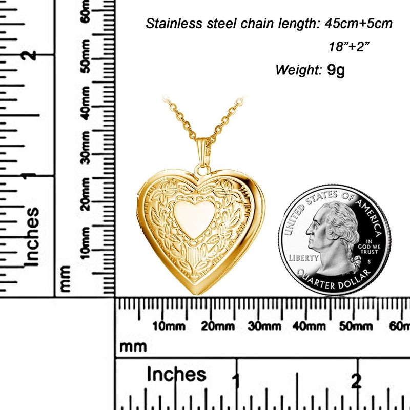 YOUFENG Oval Round Flower Locket Necklace that Holds Pictures Photo Locket Pendant - Image 2